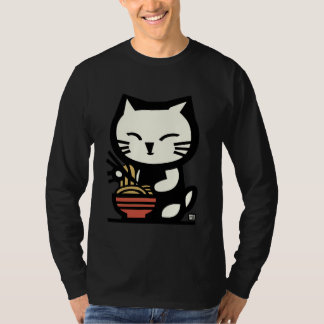 Kawaii Ramen Cat Eating Noodles Cute Japanese Food Tシャツ