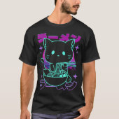 Kawaii Ramen Cat Retro Japanese Vaporwave Tシャツ (正面)