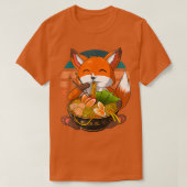 Kawaii Ramen Fox, Japanese Neko Noodle Funny Anime Tシャツ (デザイン正面)