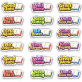 Kawaii Reading Motivation Books Growth Mindset  シール (正面)