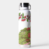 Kawaii Red Cherry Vibes Cute Girly Aesthetic ウォーターボトル (背面)