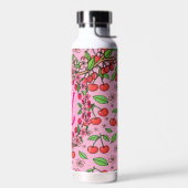 Kawaii Red Cherry Vibes Cute Girly Aesthetic ウォーターボトル (左面)