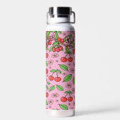 Kawaii Red Cherry Vibes Cute Girly Aesthetic ウォーターボトル (背面)