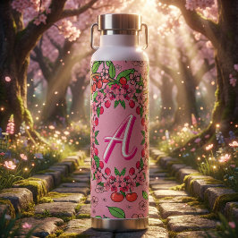 Kawaii Red Cherry Vibes Cute Girly Aesthetic ウォーターボトル