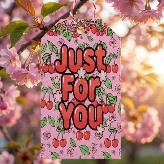 Kawaii Red Cherry Vibes Cute Girly Aesthetic ギフトタグ
