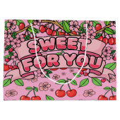 Kawaii Red Cherry Vibes Cute Girly Aesthetic ラージペーパーバッグ (裏面)