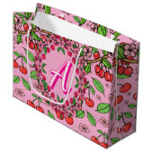 Kawaii Red Cherry Vibes Cute Girly Aesthetic ラージペーパーバッグ (正面アングル)