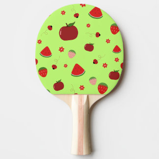 Kawaii Red Fruits Pattern in Lime Green 卓球ラケット