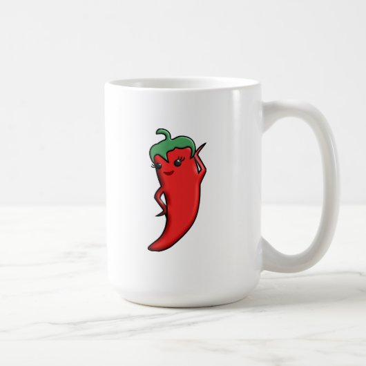 Kawaii Red Hot Pepper Diva コーヒーマグカップ (右)