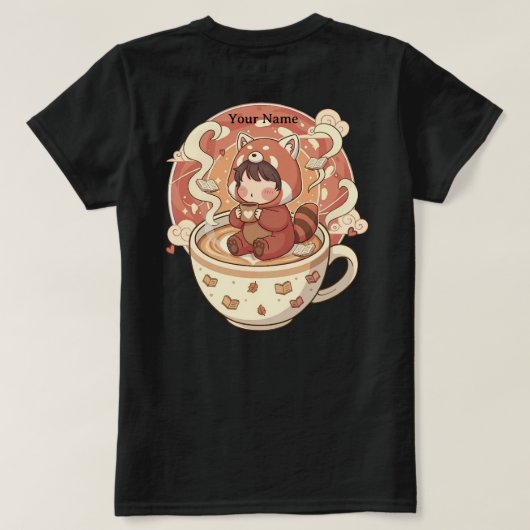 Kawaii Red Panda Brew Women's Cotton Tee Tシャツ (デザイン裏面)