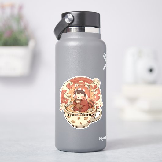 Kawaii red Panda Coffee Cup Vinyl Sticker シール (HydroFlask)
