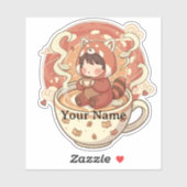 Kawaii red Panda Coffee Cup Vinyl Sticker シール (シート)