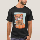 Kawaii Red Panda Drinking Coffee Anime Bear Tシャツ (正面)