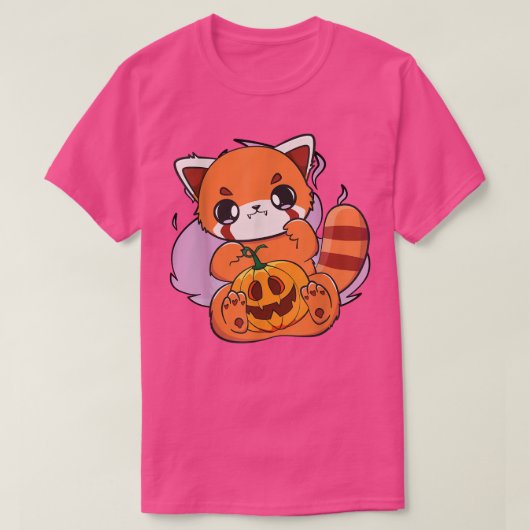 Kawaii Red Panda Halloween Pumpkin Otaku Anime Bea Tシャツ (デザイン正面)