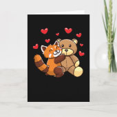 Kawaii Red Panda With Stuffed Animal カード (正面)
