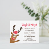 Kawaii Reindeer Christmas Party Invitation インビテーションポストカード (スタンド正面)