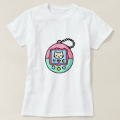Kawaii Retro Virtual Pet – Pastel Cat Screen Tシャツ (デザイン正面)