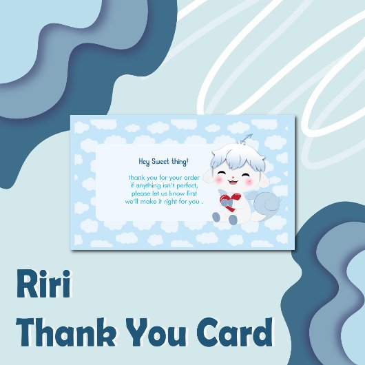 Kawaii Riri Thank You Card for Small Business 