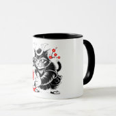 Kawaii Samurai Cat Soccer Gift for Anime Fans マグカップ (正面右)
