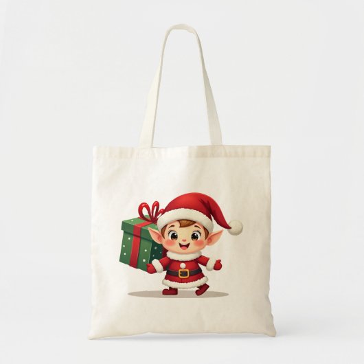 Kawaii Santa's Elf Helper Tote Bag トートバッグ (正面)