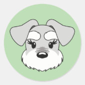Kawaii Schnauzer with Long Eyelashes ラウンドシール (正面)
