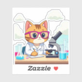 Kawaii Scientist Cat – Cute Lab Cat Vinyl Sticker シール (シート)