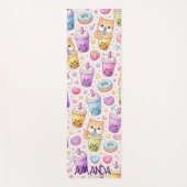 Kawaii Shiba Inu Boba Bubble Tea Pattern ヨガマット (正面)