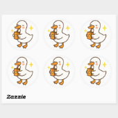 Kawaii Silly Goose Holding Juice Box Sticker ラウンドシール (シート)