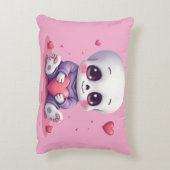 Kawaii Skeleton Holding Heart アクセントクッション (裏面(縦))