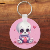 Kawaii Skeleton Holding Heart キーホルダー (裏面)