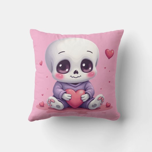 Kawaii Skeleton Holding Heart クッション (裏面)