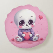 Kawaii Skeleton Holding Heart ラウンドクッション (裏面)