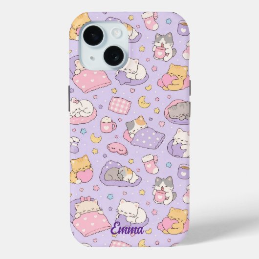 Kawaii Sleeping Cats Pattern Phone Case Case-Mate iPhoneケース (裏面)