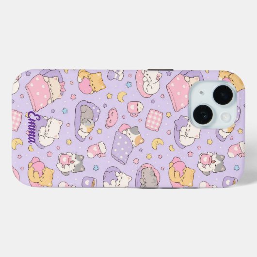 Kawaii Sleeping Cats Pattern Phone Case Case-Mate iPhoneケース (裏面 (横))