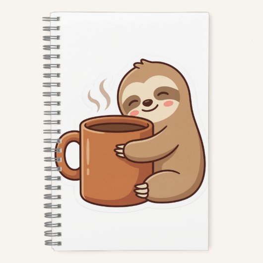 Kawaii Sloth Coffee Spiral Notebook | Aesthetic Jo ノートブック (正面)