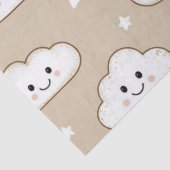 Kawaii Smiling Clouds & Stars on Beige 薄葉紙 (詳細)