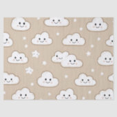  Kawaii Smiling Clouds & Stars on Beige 薄葉紙 (正面)