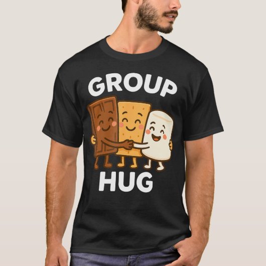 Kawaii S'Mores Campfire Group Hug Camping Tシャツ (正面)