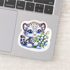 Kawaii Snow Leopard Big Cat Anime Stickers シール