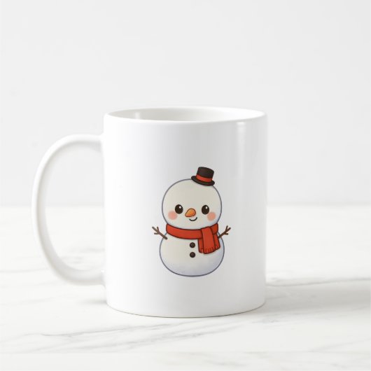 Kawaii Snowman Christmas Mug コーヒーマグカップ (左)