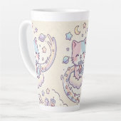 Kawaii Space Cat Drinking Boba Latte Mug  カフェラテマグ (左アングル)