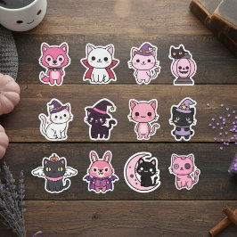 Kawaii Spooky Cat Sticker Pack シール
