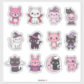 Kawaii Spooky Cat Sticker Pack シール (シート)