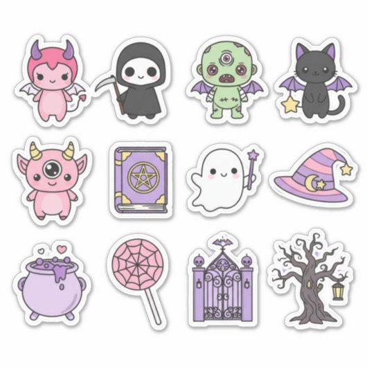 Kawaii Spooky & Cute Halloween Sticker Pack シール (正面)
