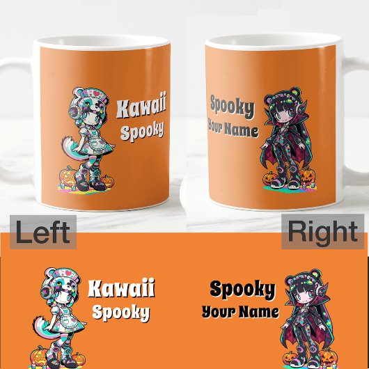 Kawaii Spooky Sisters Anime Chibi Halloween コーヒーマグカップ