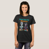 Kawaii Spooky Sisters Anime Chibi Halloween Tシャツ (正面フル)