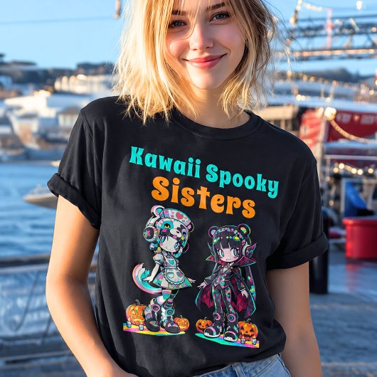 Kawaii Spooky Sisters Anime Chibi Halloween Tシャツ