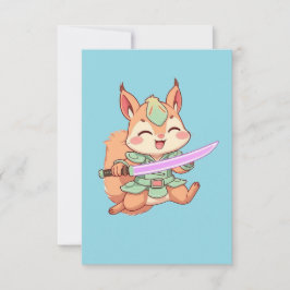 Kawaii Squirrel Samurai. ノートカード