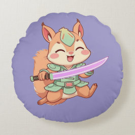 Kawaii Squirrel Samurai. ラウンドクッション