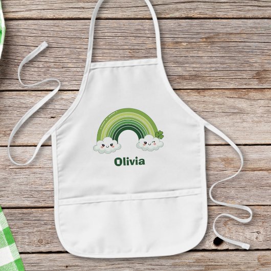 Kawaii St. Patrick’s Day Green Rainbow 子供用エプロン